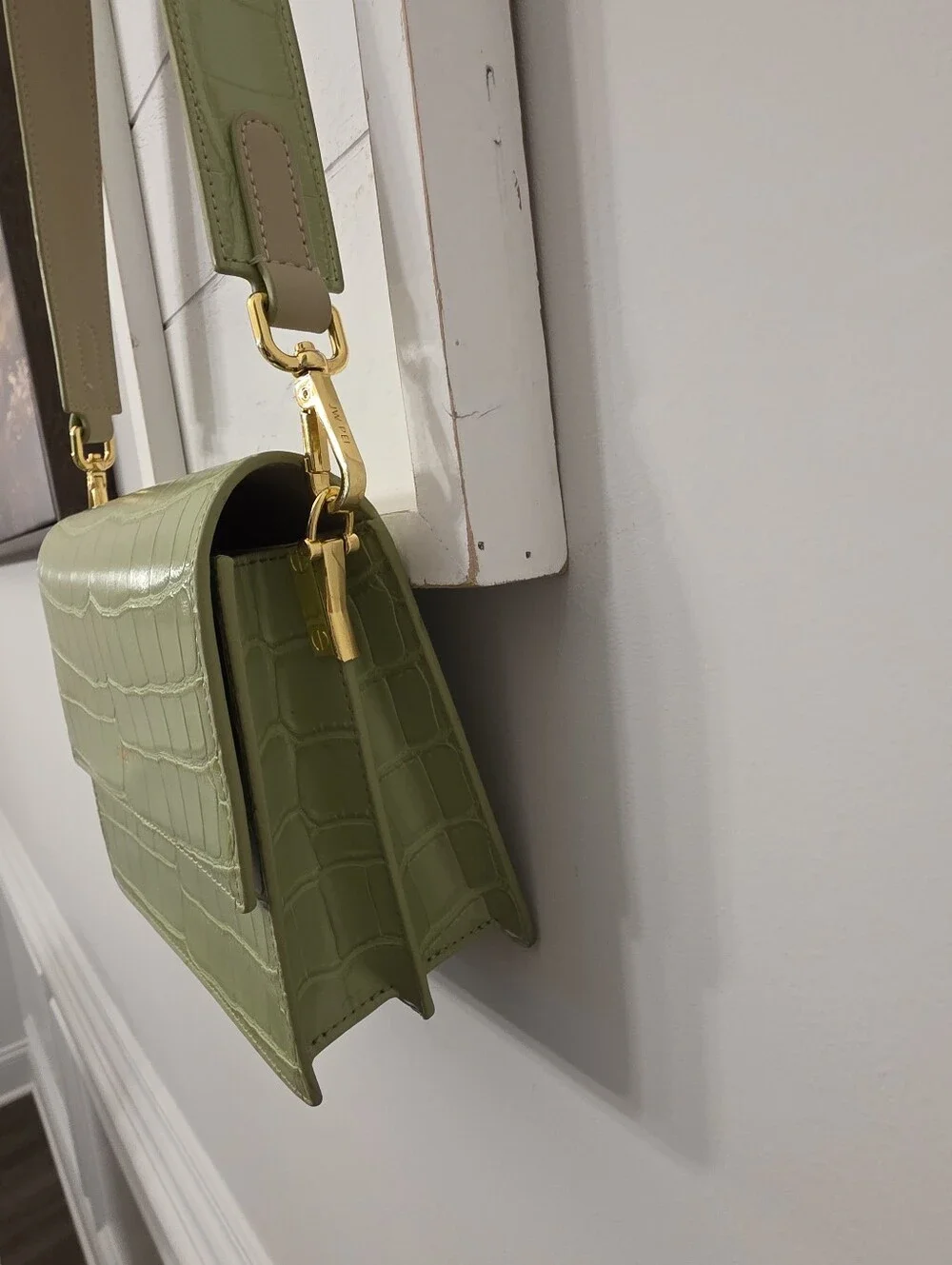 JW Pei Croc Embossed Green Crossbody Bag